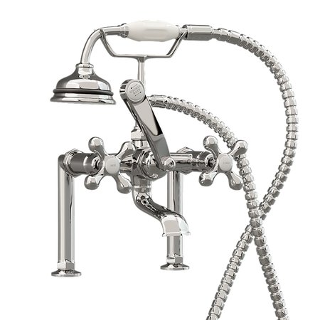 CAMBRIDGE PLUMBING Clawfoot Tub 6" Deck Mount Brass Faucet with Hand Held Shower-Polished Chrome CAM463D-6-CP